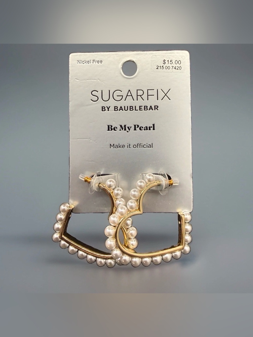 SUGARFIX by BaubleBar Be My Pearl Heart Hoop Earrings Gold Women's One Size